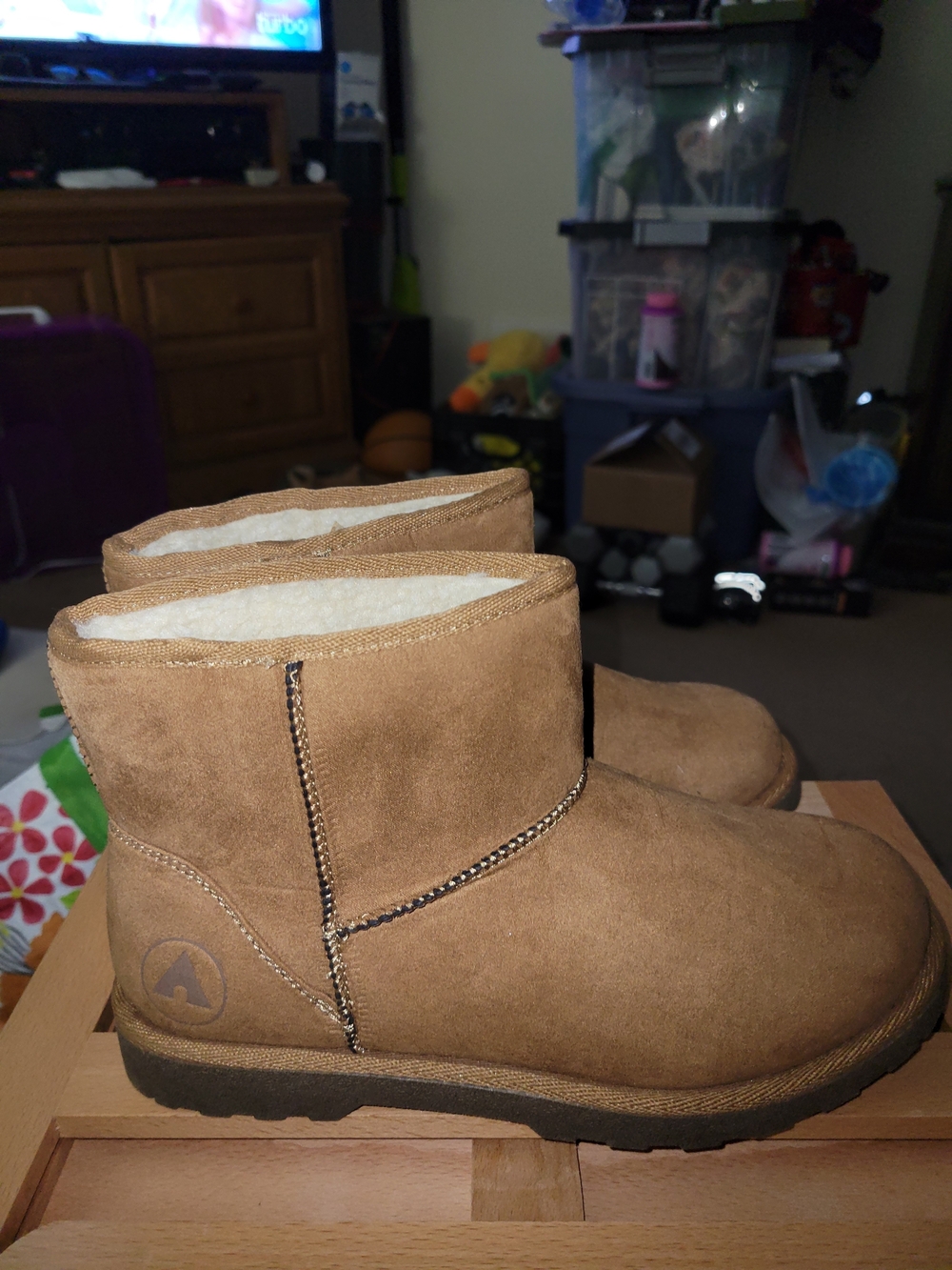 Airwalk Tan Suede Fleece-Lined Ankle Booties